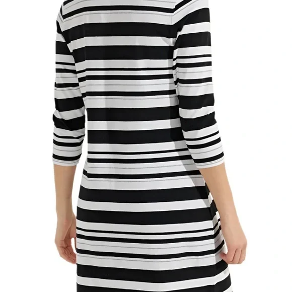 Women’s Coolibar Oceanside Tunic Black and White Striped Dress Sz M - Picture 2 of 10